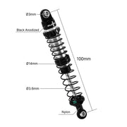 INJORA 100mm Performance Dual-rate Spring Oil Shocks for 1/10 RC Crawler