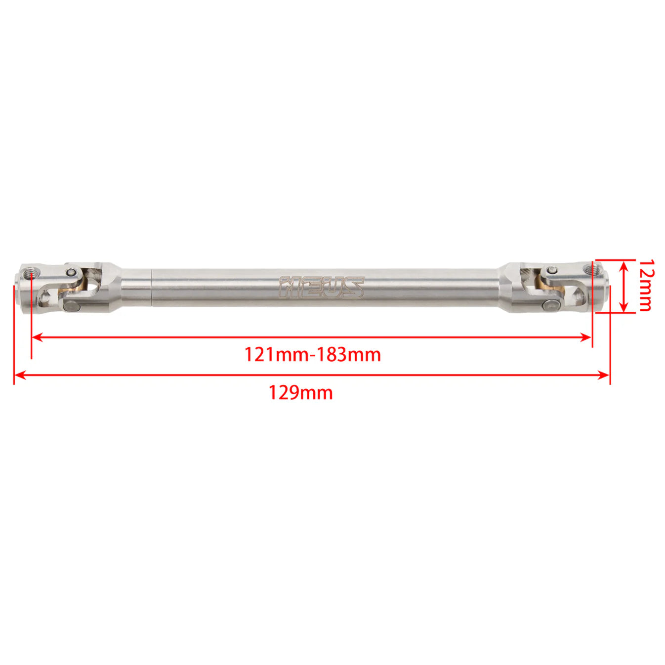 Stainless Steel Drive Propshafts for SCX10 / SCX10ii / TRX4 (121mm-183mm) 1pc