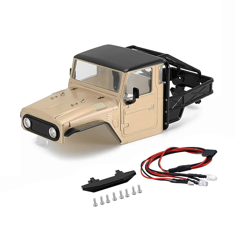 INJORA IR40 Half Truck Hard Plastic Body with Cage for 1/18 Traxxas TRX4M Defender Bronco (Sand)