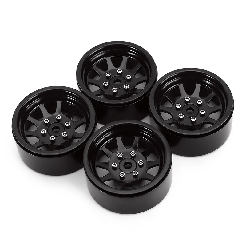 INJORA 1.9" 10-spoke Stamped Steel Wheels for 1/10 RC Crawlers - 09BK
