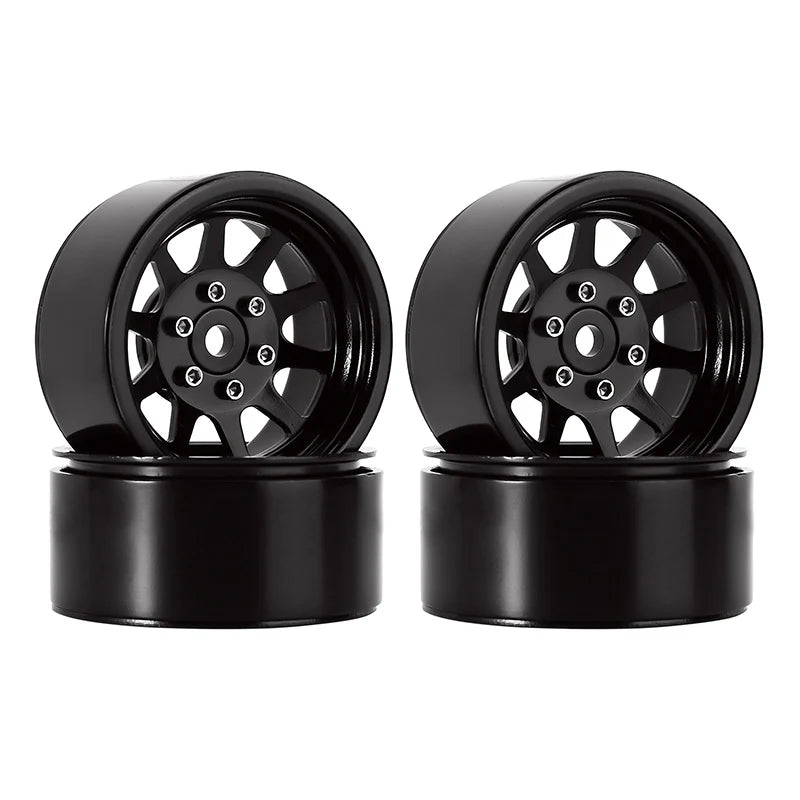 INJORA 1.9" 10-spoke Stamped Steel Wheels for 1/10 RC Crawlers - 09BK