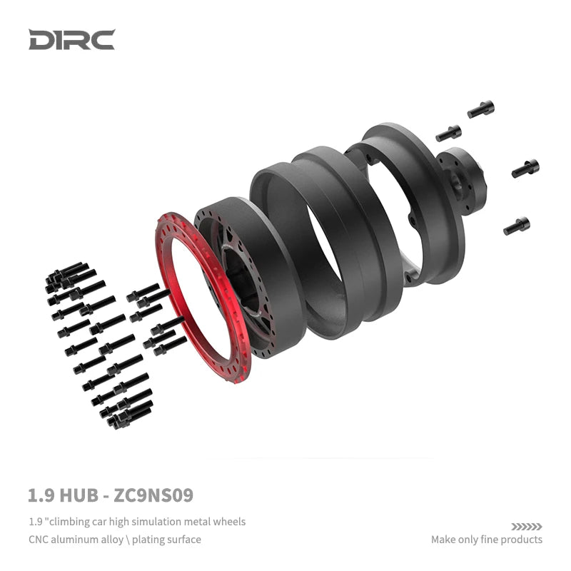 1.9" D1RC Baja 1000 Beradlock Rims (4pc) - Red