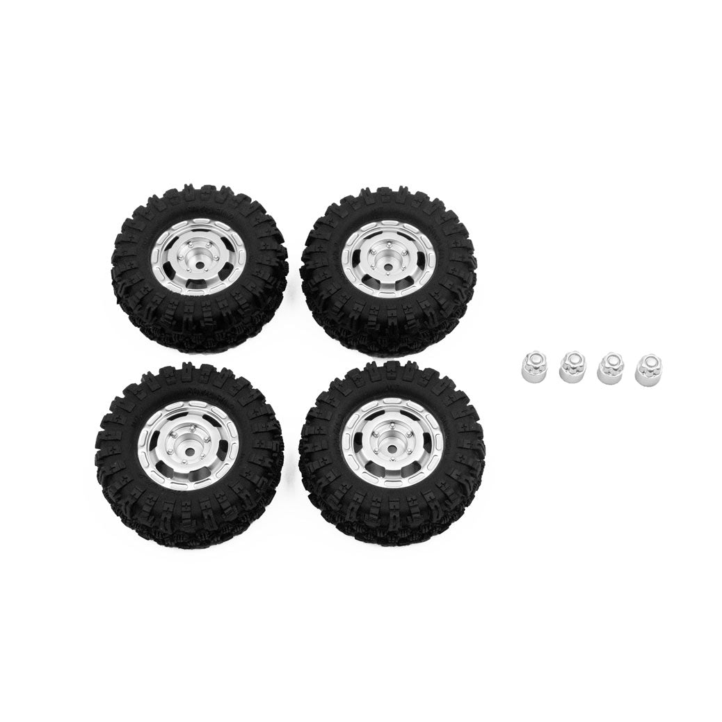 Hobby Plus CR-18P Truck Wheel/Mudder Tyres Set Satin Silver