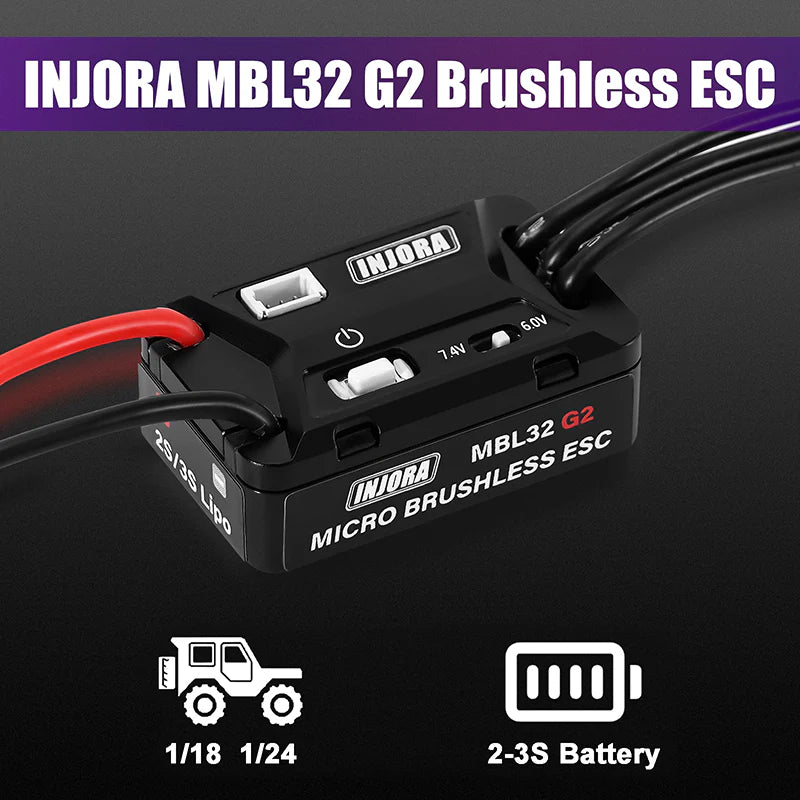 INJORA MBL32 G2 Waterproof Brushless ESC &amp; 1721 Purple Viper Motor For 1/18 Traxxas TRX4M Ascent-18