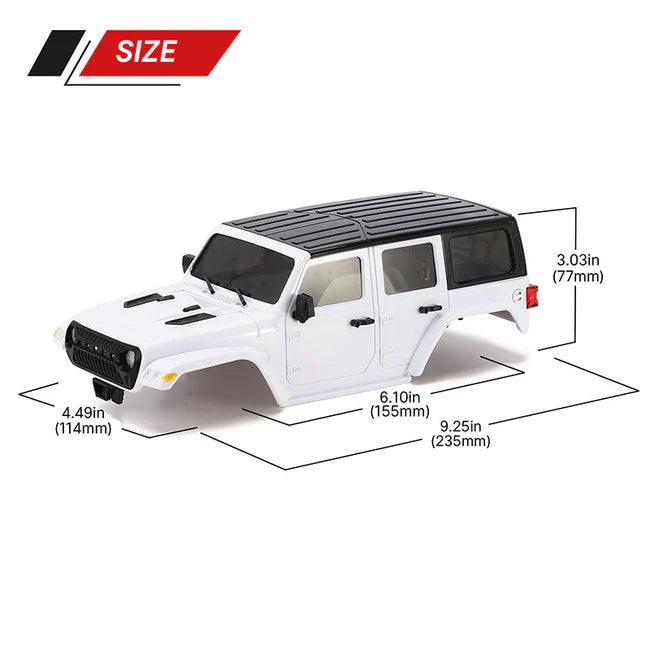 INJORA ABS Hard Top Body with Bumpers for 155mm 1/18 Traxxas TRX4M Bronco Defender
