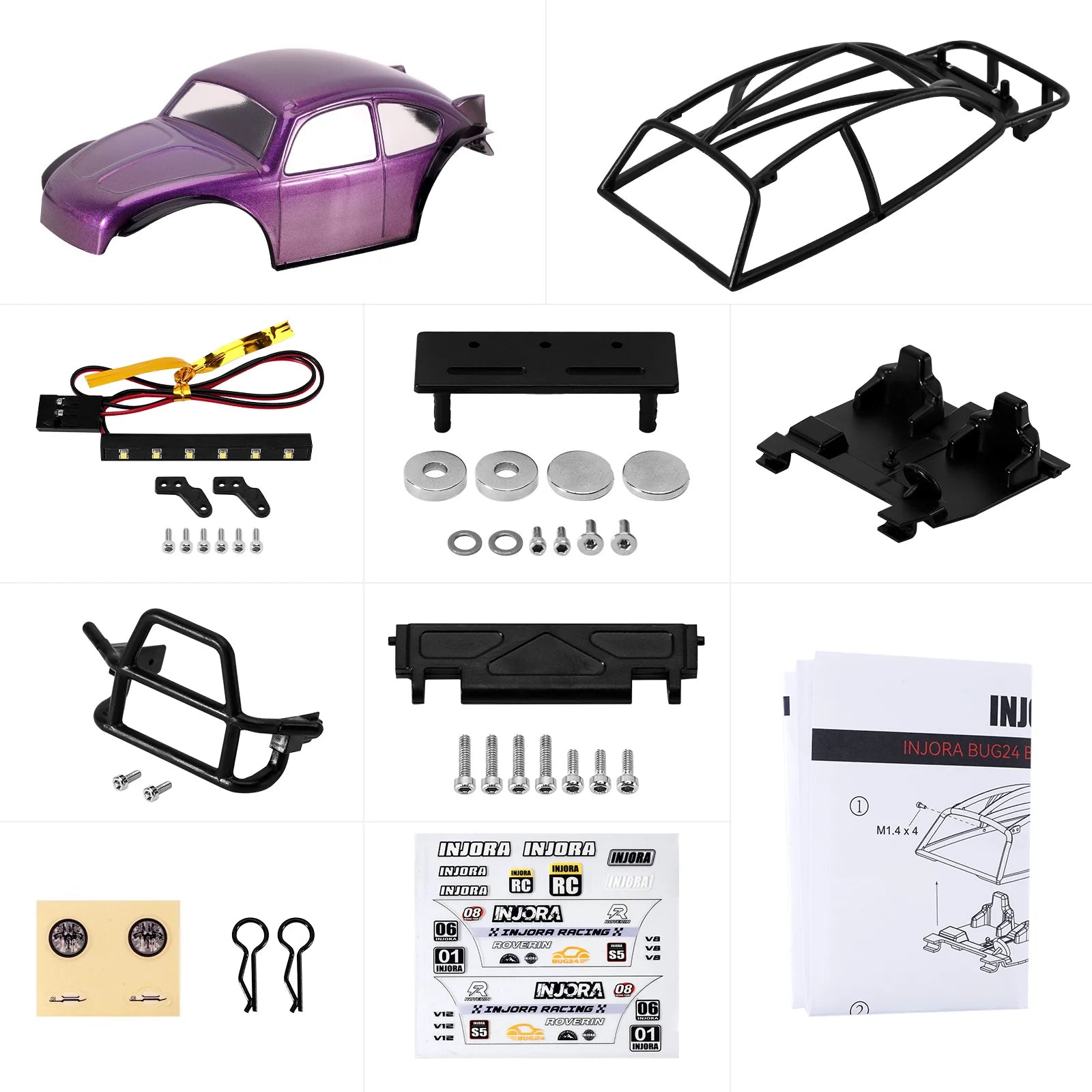 INJORA BUG24 Body With Interior For 1/24 SCX24 C10 JLU Bronco Base Camp