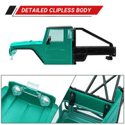 INJORA IR40 Half Truck Hard Plastic Body with Cage for 1/18 Traxxas TRX4M Defender Bronco (Green)
