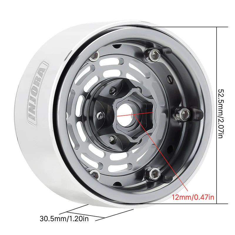 INJORA Turbine 1.9" Aluminum Beadlock Wheels Offset -10mm for 1/10 RC Crawler (4) (W1955)