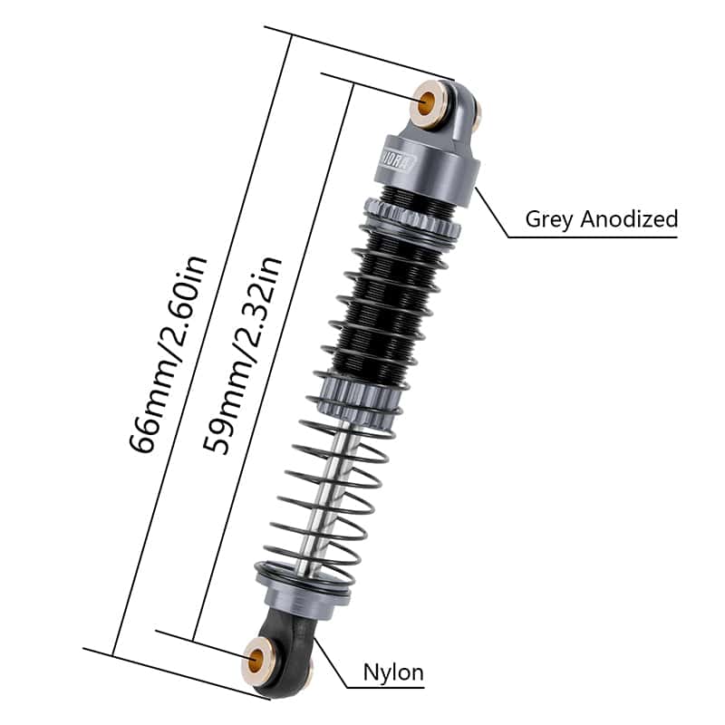 INJORA 59mm Long Threaded Oil Filled Shocks for 1/18 TRX4M (4M-42)