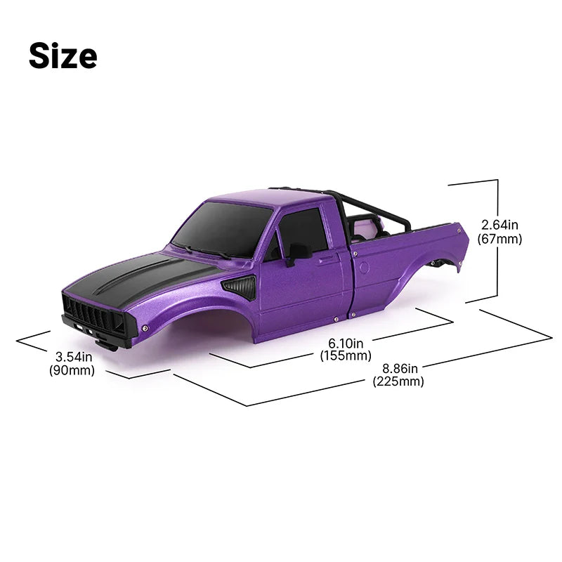 INJORA IR60 Pickup Hard Body with Bed Rack for 1/18 Traxxas TRX4M Defender Bronco (Purple)