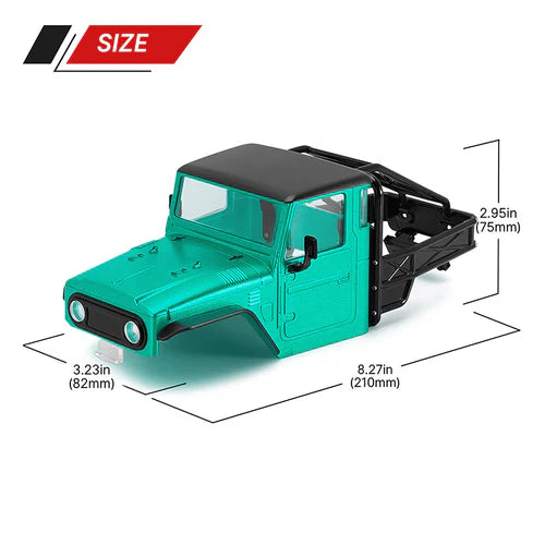 INJORA IR40 Half Truck Hard Plastic Body with Cage for 1/18 Traxxas TRX4M Defender Bronco (Green)