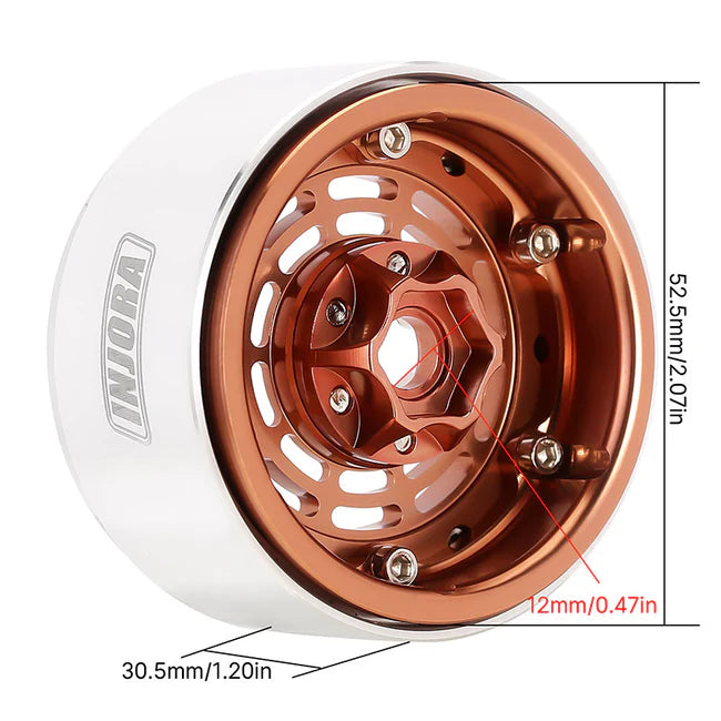 INJORA 1.9" Aluminum Beadlock Wheels Offset -10mm for 1/10 RC Crawler (4) (W1959)