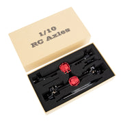 Meus Racing Metal Large Steering Integrated Straight Front and Rear Axles for Axial SCX10, SCX10ii (Black)