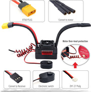 Surpass Hobby Rocket RC Waterproof Supersonic Brushless ESC 60A with Plug for 1/10 RC Car (60A)