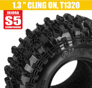 INJORA 1.3 Silicone Rubber Inserts and Cling On Tires for SCX24 Traxxas TRX4M AX24 1/18 1/24 Micro Crawler Upgrade(Yellow)