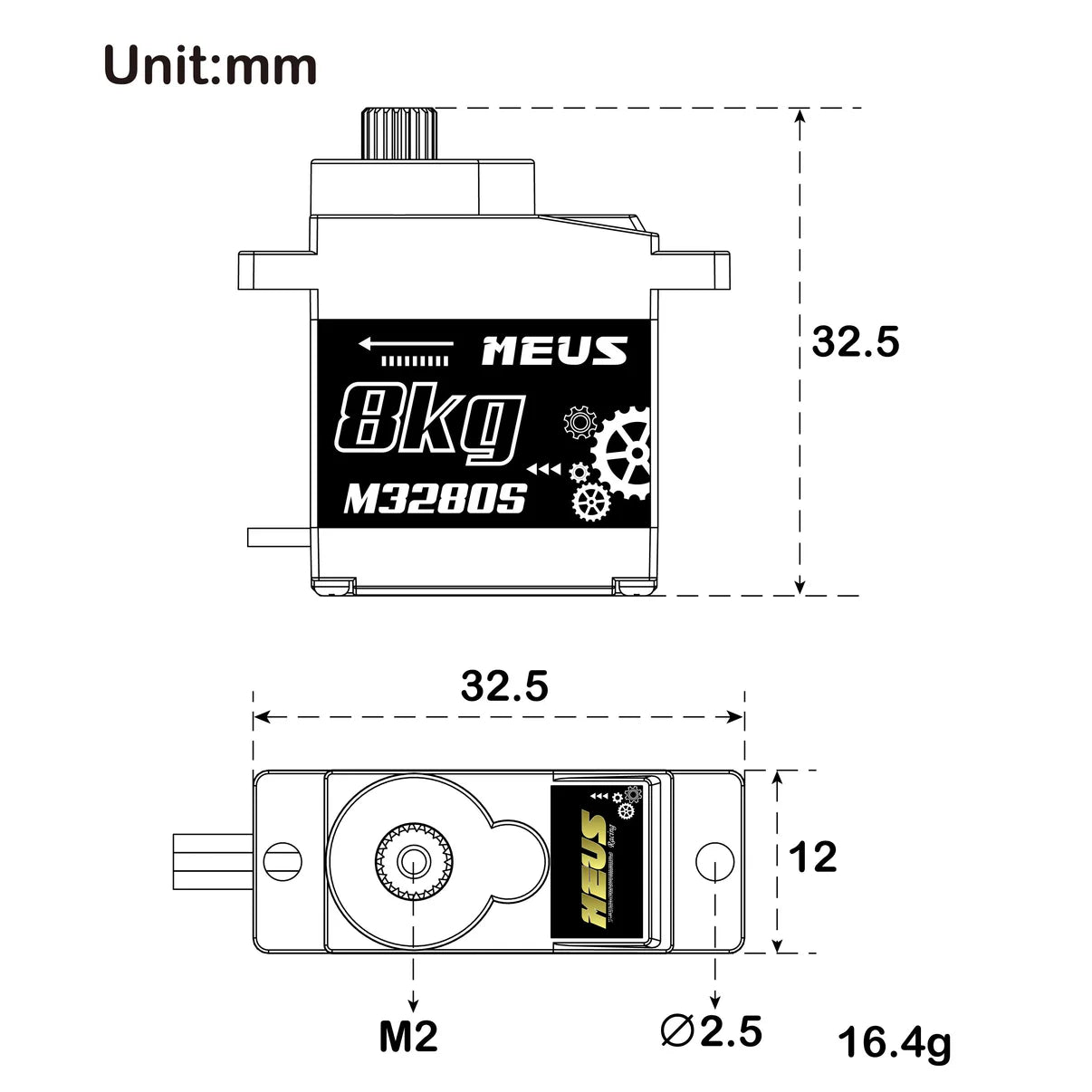 MEUS Racing M3280S 8KG Metal Geared (4.8-8.4V) Digital Micro Servo for 1/24 SCX24 1/18 Traxxas TRX4M Redcat Ascent-18