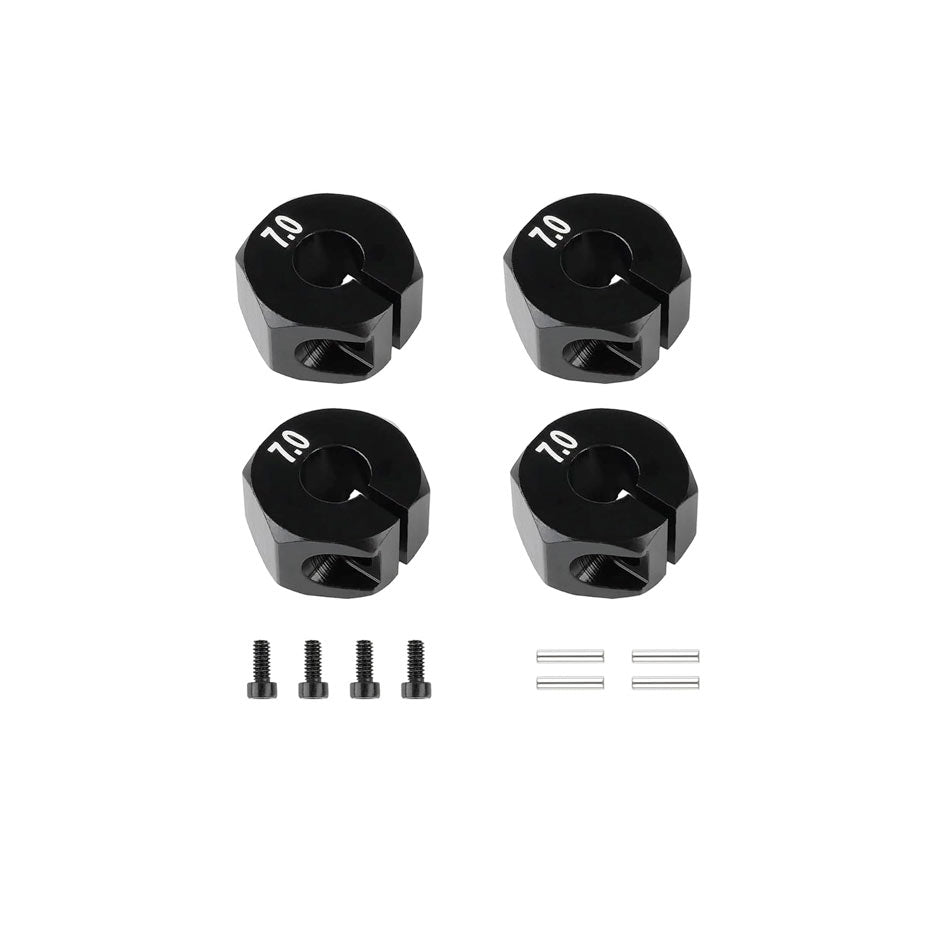 Aluminum 7mm Wheel Hex 12mm 1/10 Scale (Black)