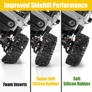 INJORA 1.3 Silicone Rubber Inserts and Cling On Tires for SCX24 Traxxas TRX4M AX24 1/18 1/24 Micro Crawler Upgrade(Yellow)