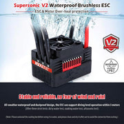 Surpass Hobby Rocket RC Waterproof Supersonic Brushless ESC 60A with Plug for 1/10 RC Car (60A)