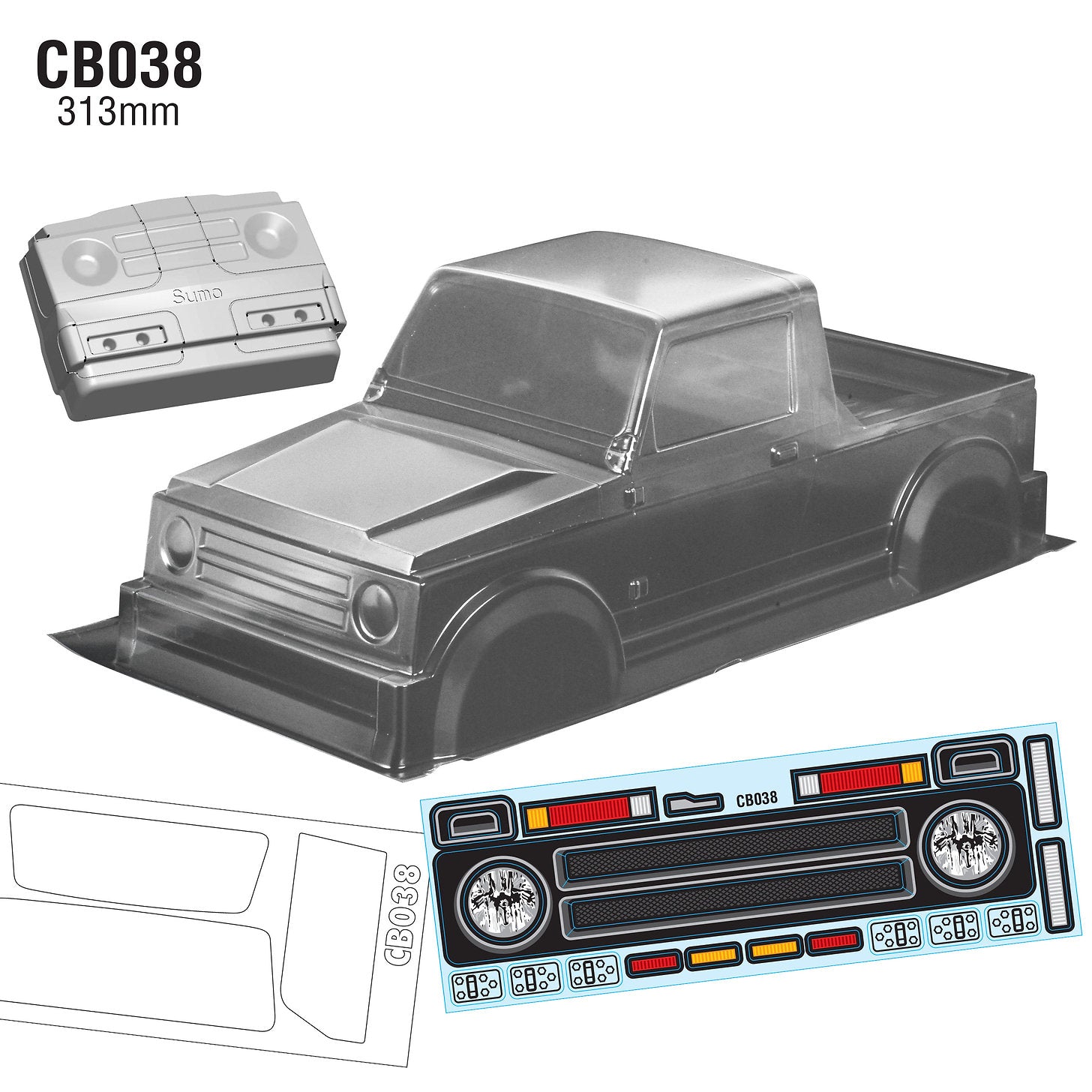 Team C 1/10 Sumo Crawler Body, 313mm w/ Sticker