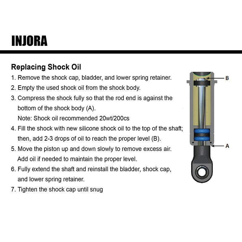 INJORA 53mm Aluminum Threaded Oil Shocks For 1/18 Traxxas TRX4M (4M-24)
