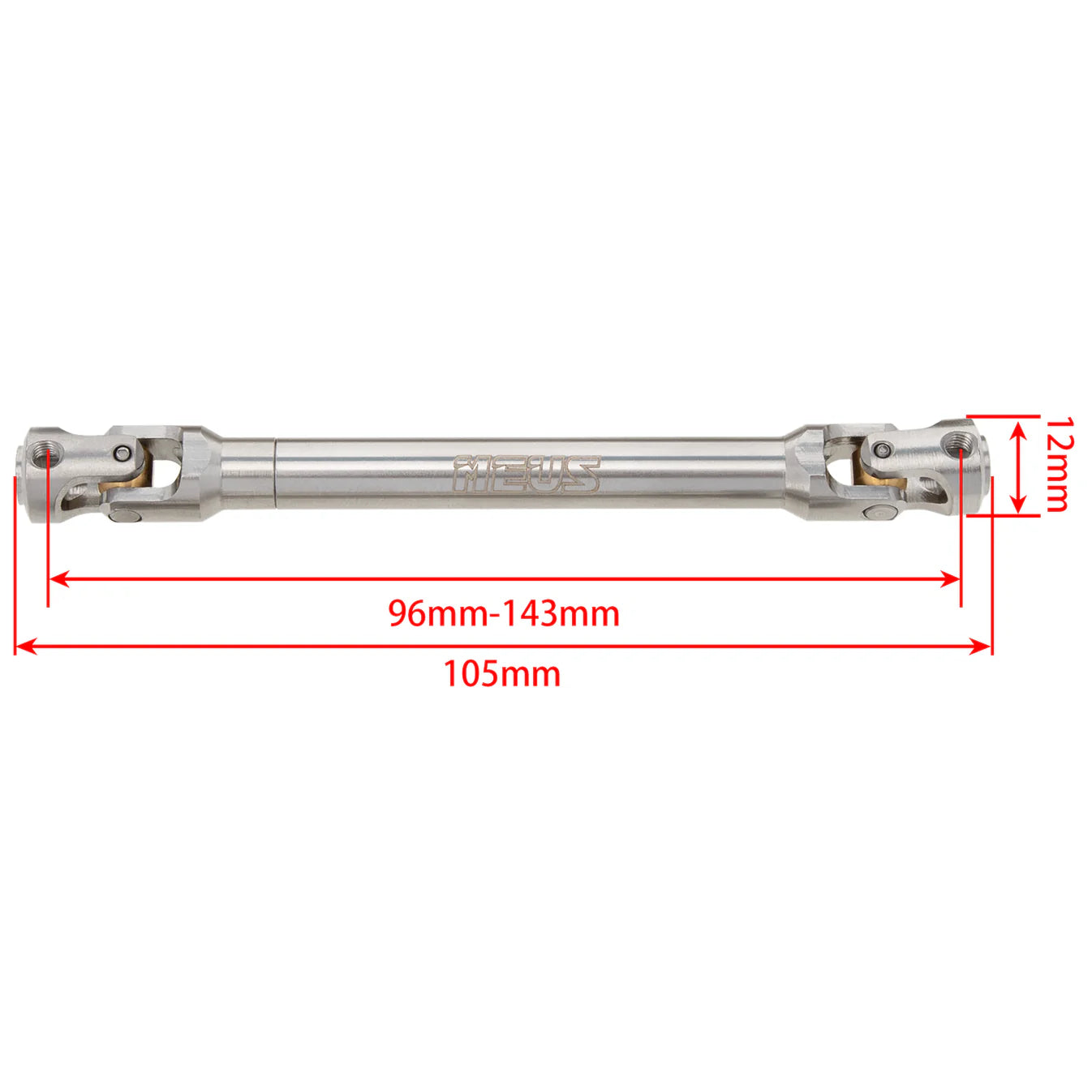 Stainless Steel Drive Propshafts for SCX10 / SCX10ii / TRX4 (96-143mm) 1pc
