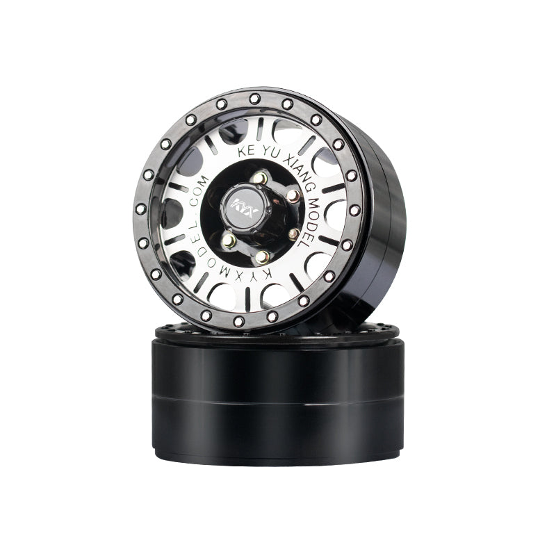 KYX 2 PCS 1.9 Black / Silver Steel Multi Spoke Beadlock Rim