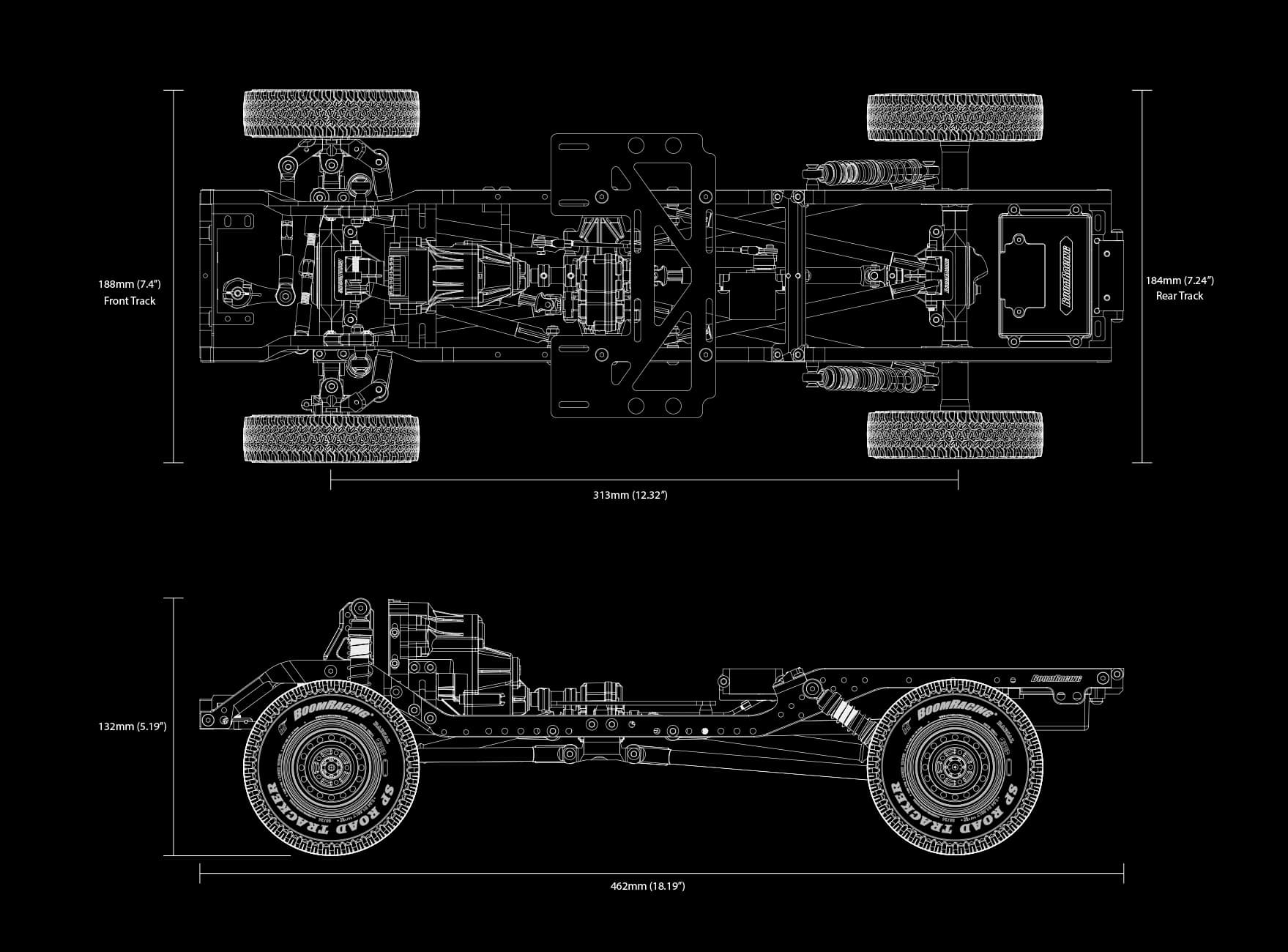 Boom Racing 1/10 4WD Radio Control Chassis Kit w/ Killerbody LC70 Hard Body Kit