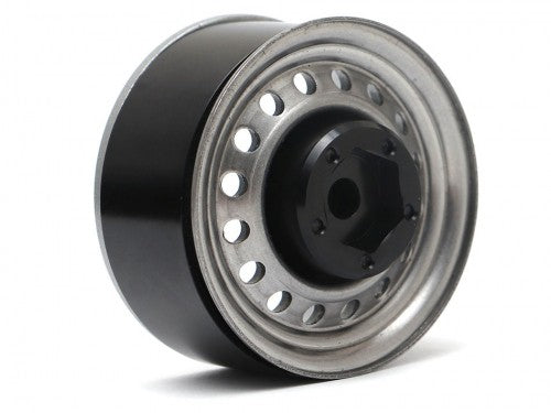 Boom Racing 1.9" 16-Hole 6-Lug Classic Steelie Reversible Beadlock Wheel w/ XT504-6LUG Hub Front (2pc) Gun Metal