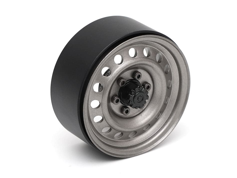 Boom Racing 1.9" 16-Hole 6-Lug Classic Steelie Reversible Beadlock Wheel w/ XT504-6LUG Hub Front (2pc) Gun Metal
