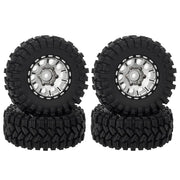 MEUS Racing 1.2-inch Beadlock Wheels Brass Wheel & Tire Set -4MM Negative Hub 77G For Traxxas TRX4M SCX24 FCX24 AX24 (Silver)