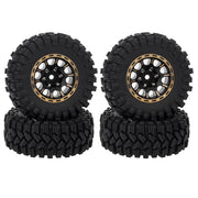 MEUS Racing 1.2-inch Beadlock Wheels Brass Wheel & Tire Set -4MM Negative Hub 77G For Traxxas TRX4M SCX24 FCX24 AX24 (Black)