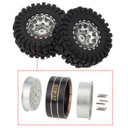 MEUS Racing 1.2-inch Beadlock Wheels Brass Wheel & Tire Set -4MM Negative Hub 77G For Traxxas TRX4M SCX24 FCX24 AX24 (Silver)
