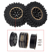 MEUS Racing 1.2-inch Beadlock Wheels Brass Wheel & Tire Set -4MM Negative Hub 77G For Traxxas TRX4M SCX24 FCX24 AX24 (Black)