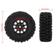 MEUS Racing 1.2-inch Beadlock Wheels Brass Wheel & Tire Set -4MM Negative Hub 77G For Traxxas TRX4M SCX24 FCX24 AX24 (Black)