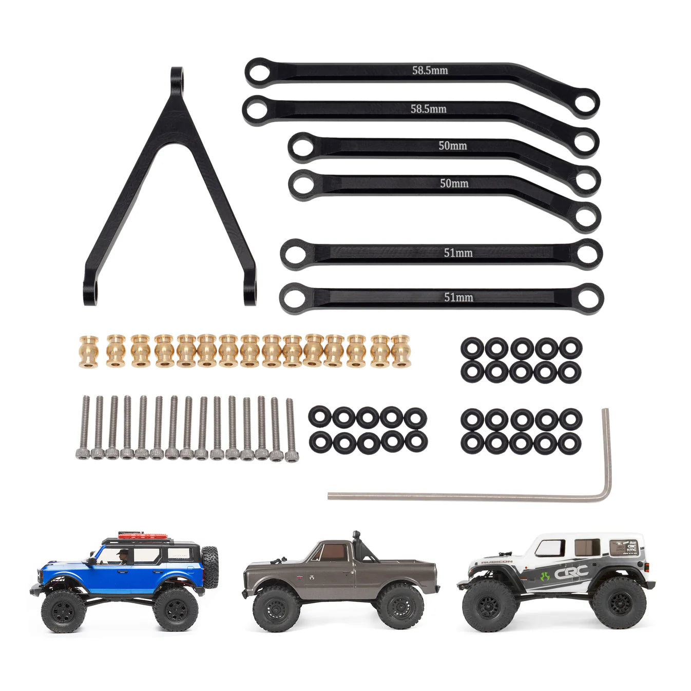 SCX24 Aluminium High Clearance Links (Black) C10, Bronco, JLU Jeep