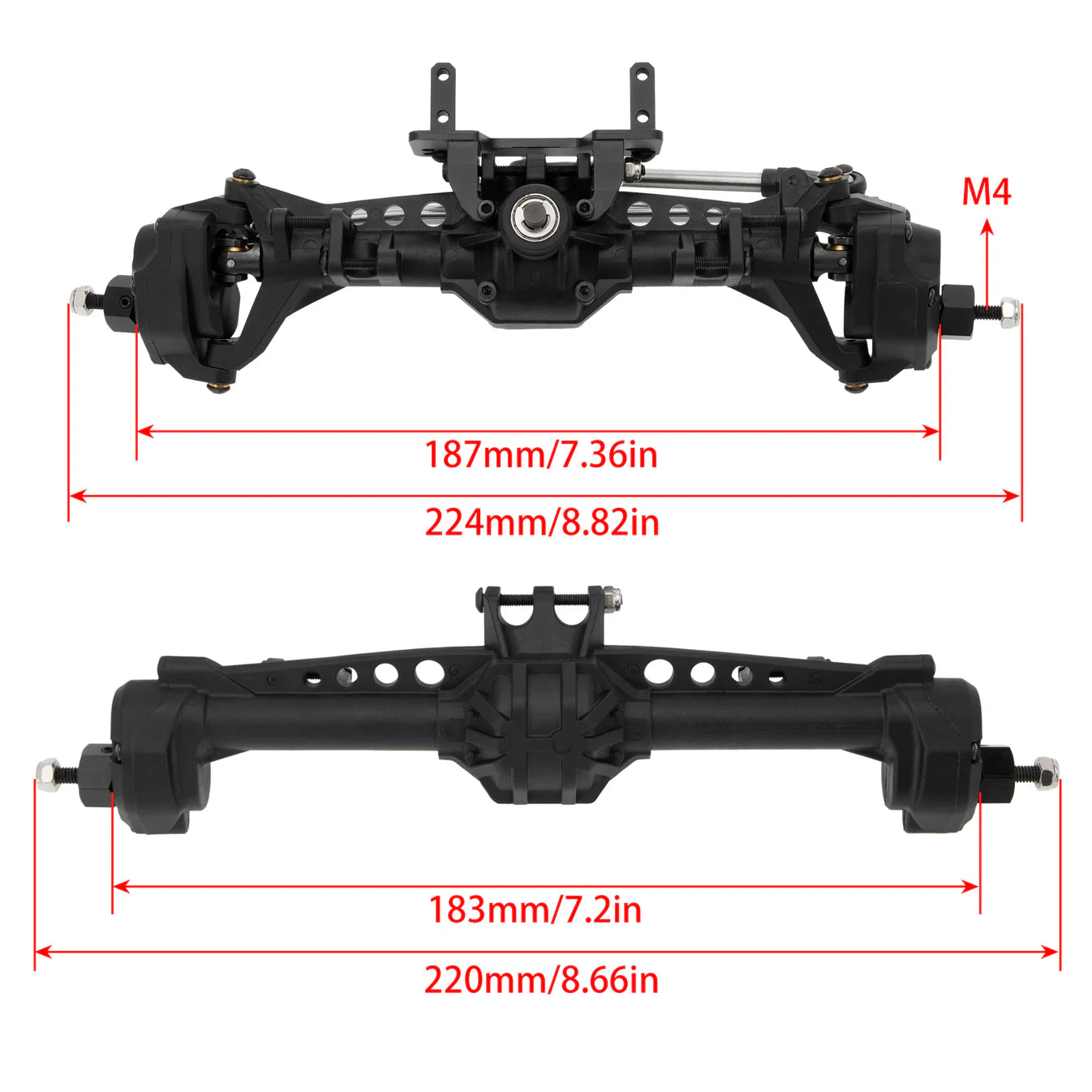 Meus Racing Plastic Nylon Portal Axles Front + Rear with Steel Gears Axial SCX10 SCX10 II 1/10 RC Crawler
