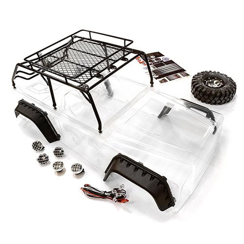 BLACK JPX Scale Body w/ Steel Roll Cage & LED Light for 1/10 Scale Crawler