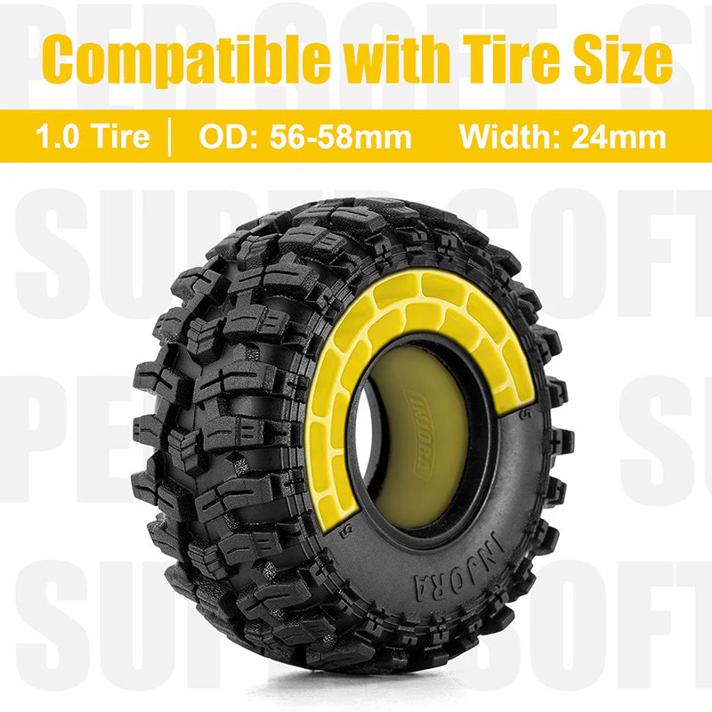 INJORA 4pcs Silicone Rubber Inserts for 62-64mm*24mm 1.0" Tires