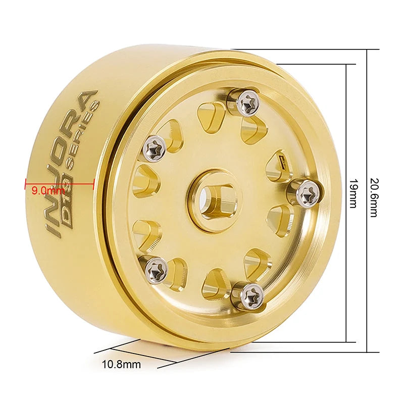 INJORA 0.7" D19 Brass Beadlock Wheels for 1/30 SCX30 (W7007) (4)