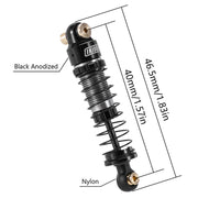 INJORA 40mm Big Bore Oil Shocks for 1/24 SCX24 FCX24M - Black