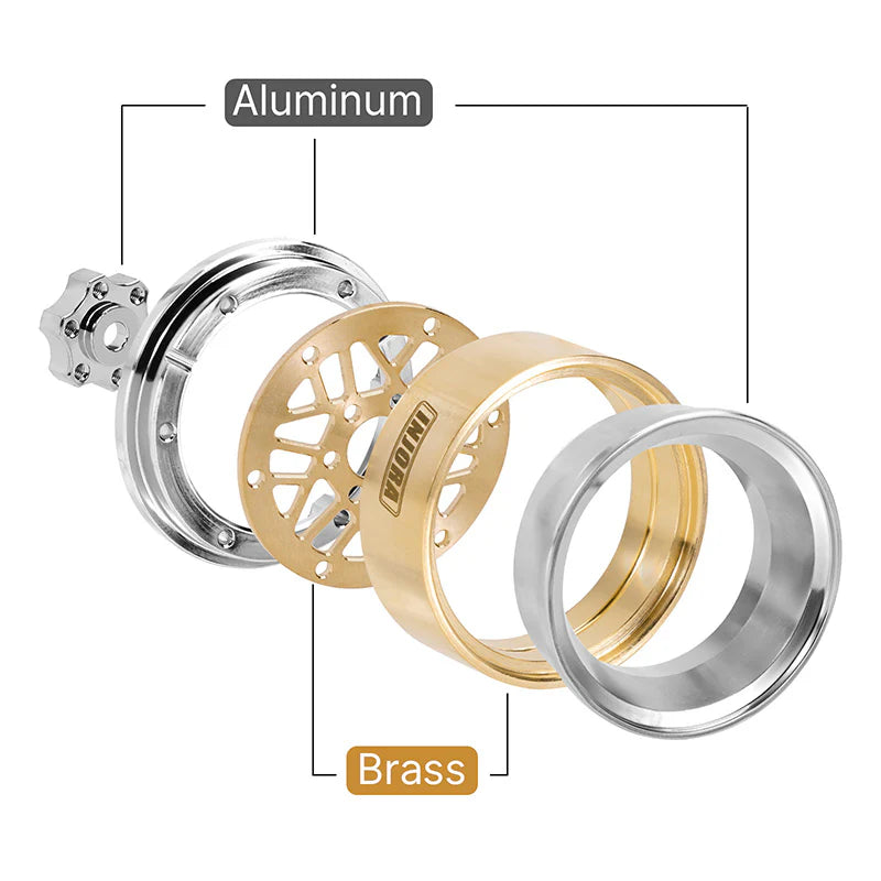 INJORA 1.3" ModuWheel Brass &amp; Aluminum Beadlock Wheels for 1/18 1/24 RC Crawlers