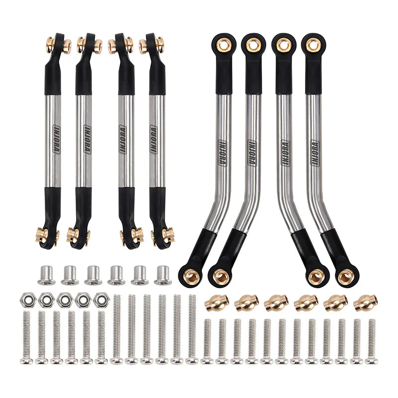 INJORA Stainless Steel High Clearance Links 4 Link Conversion Kit for 1/18 FMS FCX18 LC80