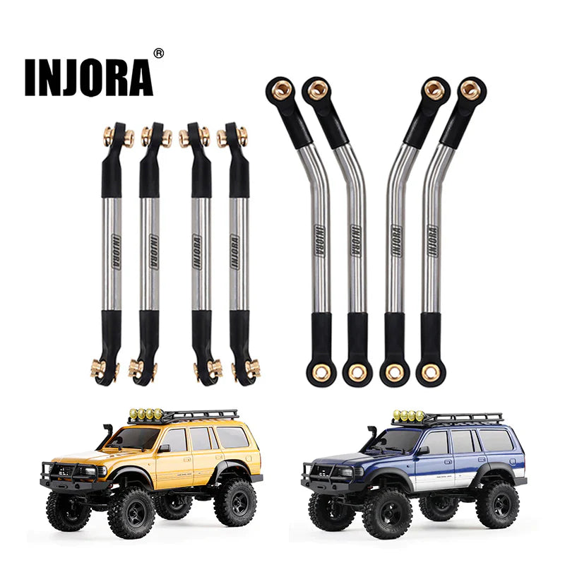 INJORA Stainless Steel High Clearance Links 4 Link Conversion Kit for 1/18 FMS FCX18 LC80