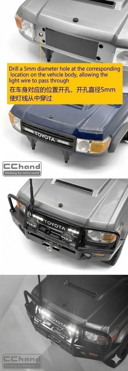 CChand Toyota Cruiser Grill for RGT + Integrated LED (Black)