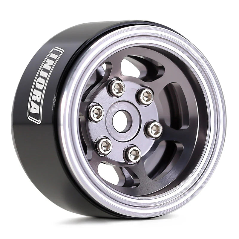 INJORA 1.0" 6-Spoke CNC Aluminum Beadlock Wheel Rim For 1/24 RC Crawlers (4) (W1006) (Grey)