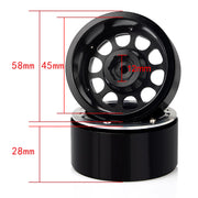 KYX 4 PCS 1.9 Black Aluminum Beadlock 10 Hole + Silver Bead