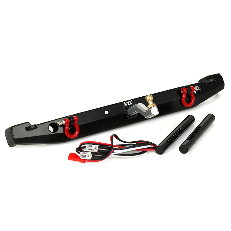 KYX Aluminum Rear Bumper W/ Led Red Shackle for 1/10 TRX-4 Axial Scx10