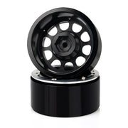 KYX 4 PCS 1.9 Black Aluminum Beadlock 10 Hole + Silver Bead