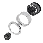 KYX 4 PCS 1.9 Black Aluminum Beadlock 10 Hole + Silver Bead